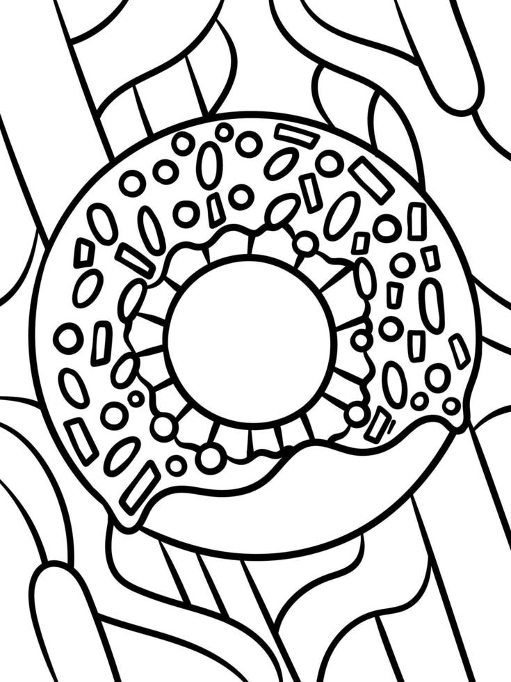 Donut Sweet Food Coloring Page for Kids vector