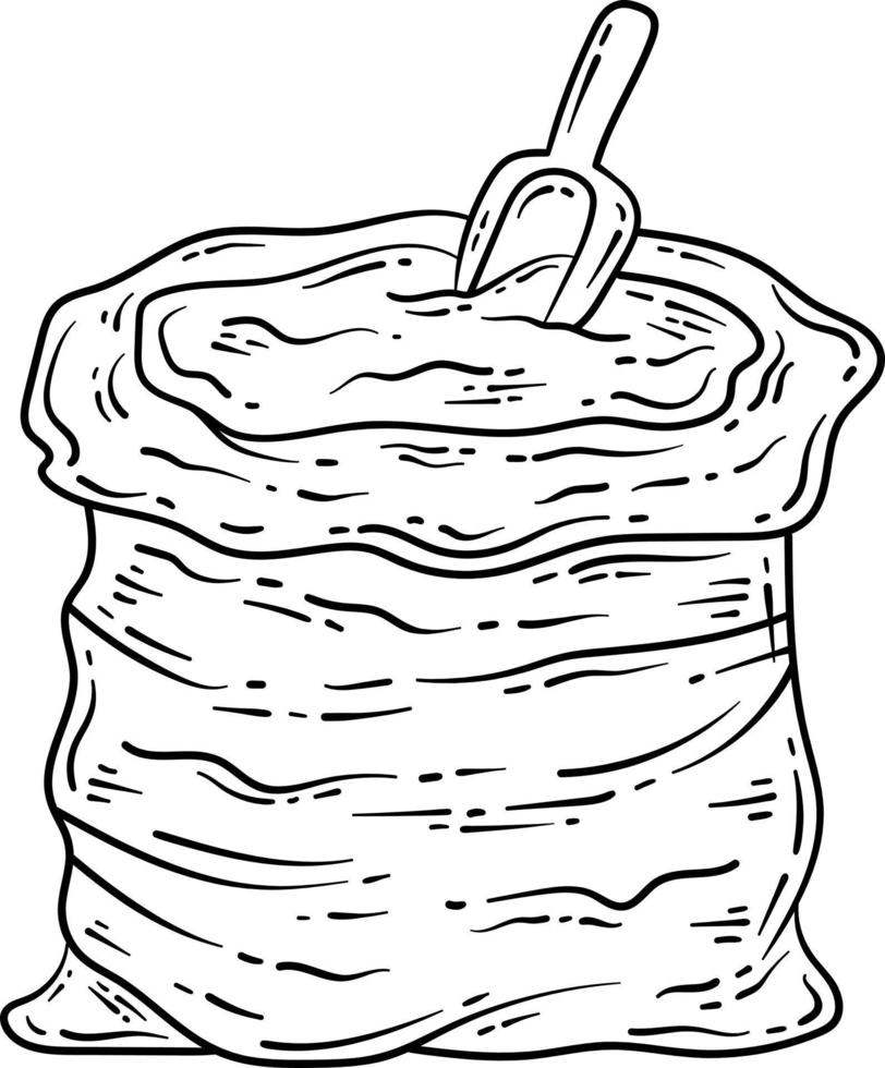Bag of Soil Spring Coloring Page for Adults vector