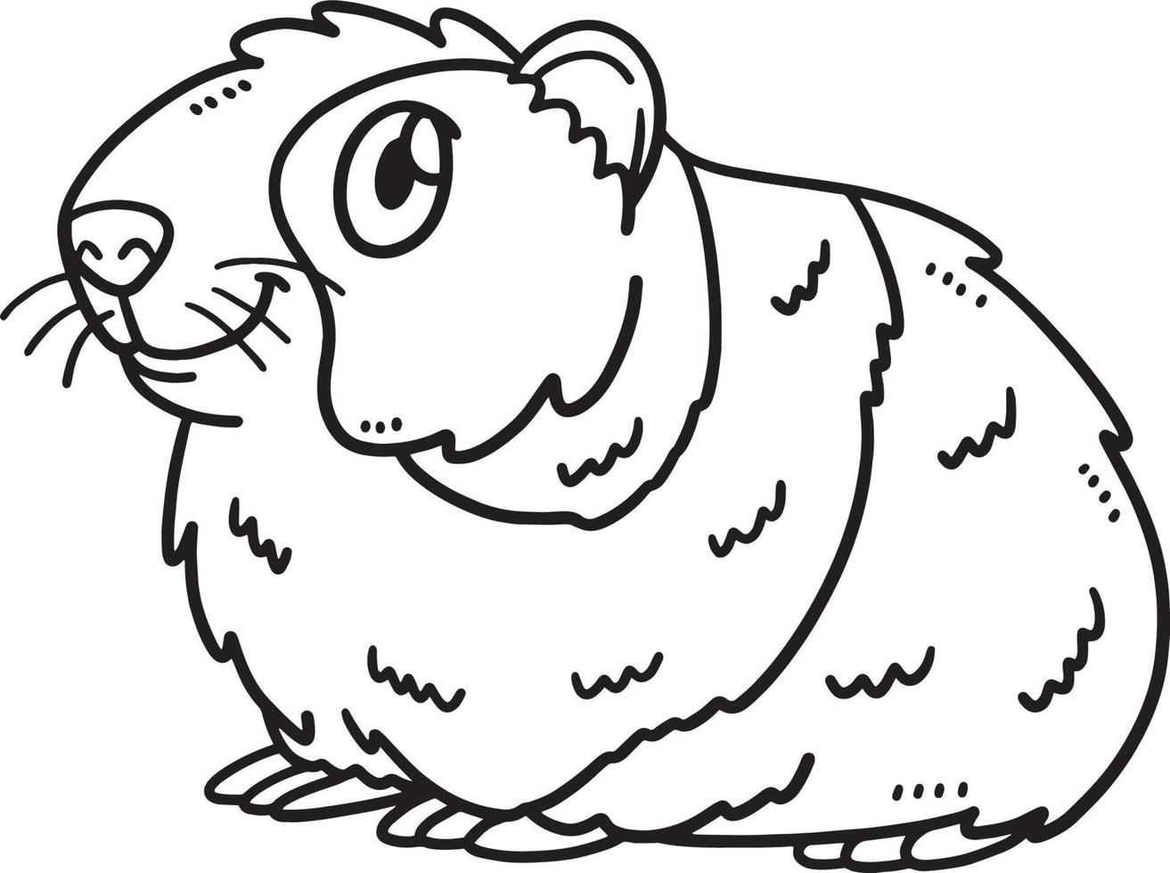 Baby Guinea Pig Isolated Coloring Page for Kids vector