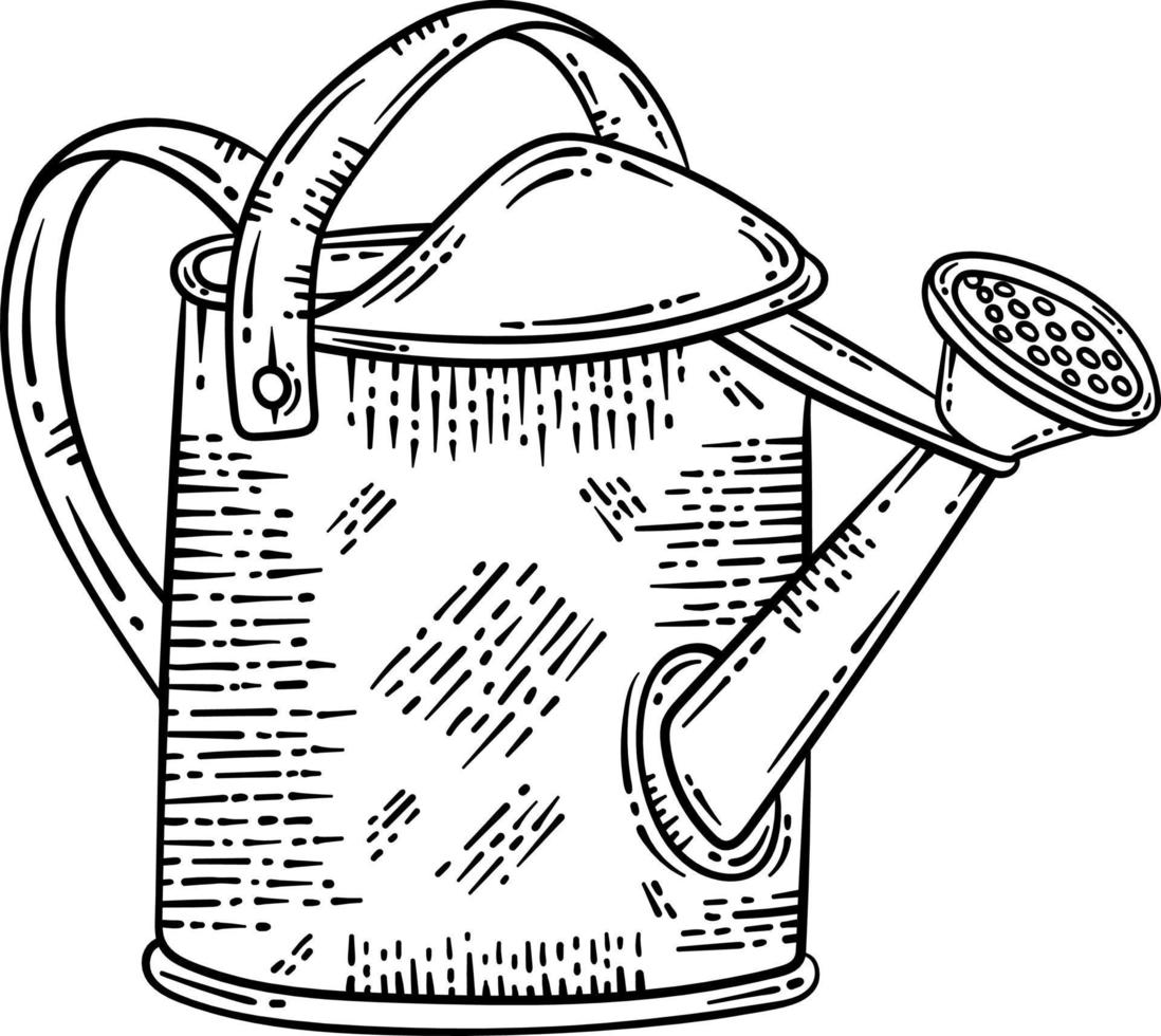 Watering Can Spring Coloring Page for Adults vector