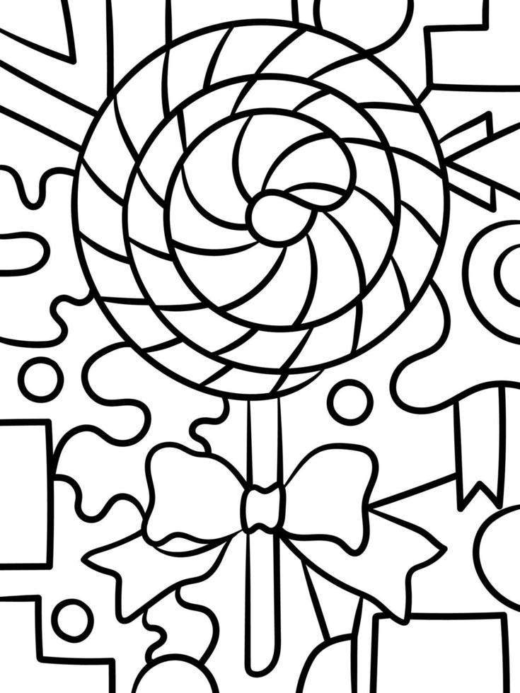 Lollipop Sweet Candy Coloring Page for Kids vector