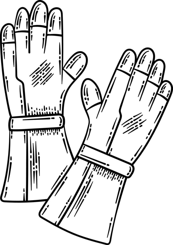 Garden Gloves Spring Coloring Page for Adults vector
