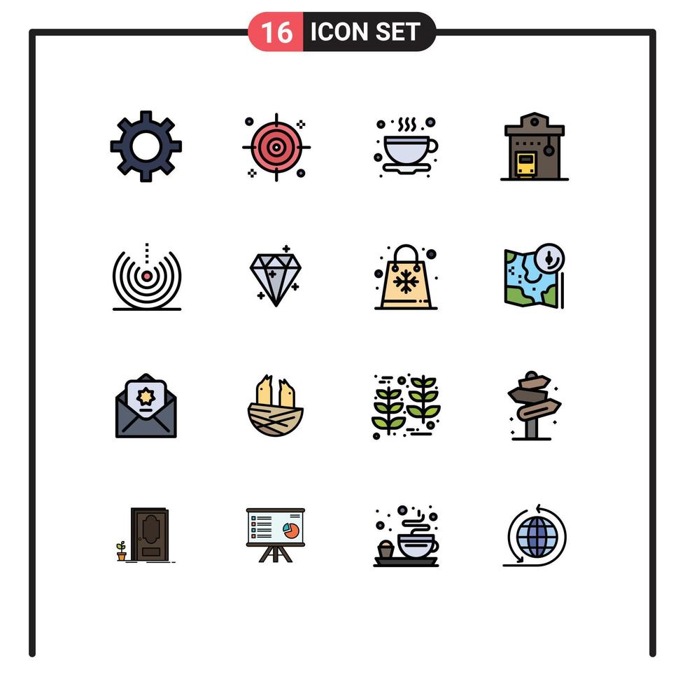 16 Flat Color Filled Line concept for Websites Mobile and Apps drop air cup stop road integration Editable Creative Vector Design Elements