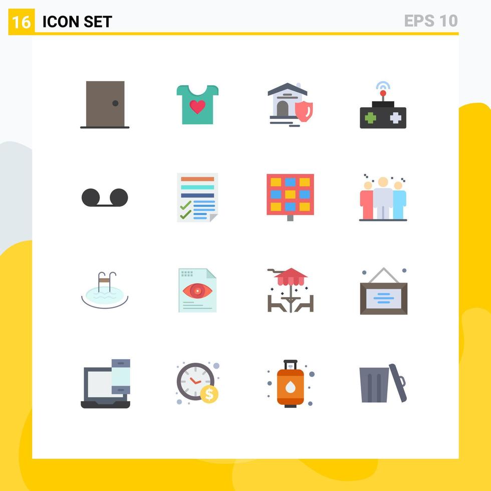 Pictogram Set of 16 Simple Flat Colors of mail remote control wedding rc estate Editable Pack of Creative Vector Design Elements