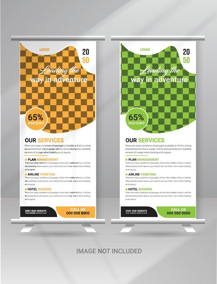 Tour and Travel Sale Roll up Banner Standee with a Place for Photos and Information for Travel Agency Business vector