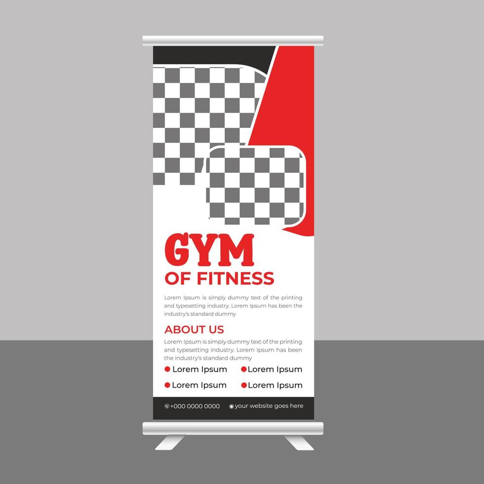 body fitness gym roll up banner standee para negocios de gimnasio vector