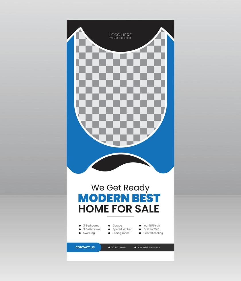 venta de casas modernas roll up banner standee home display o pull up, x plantilla de banner para agencia inmobiliaria vector