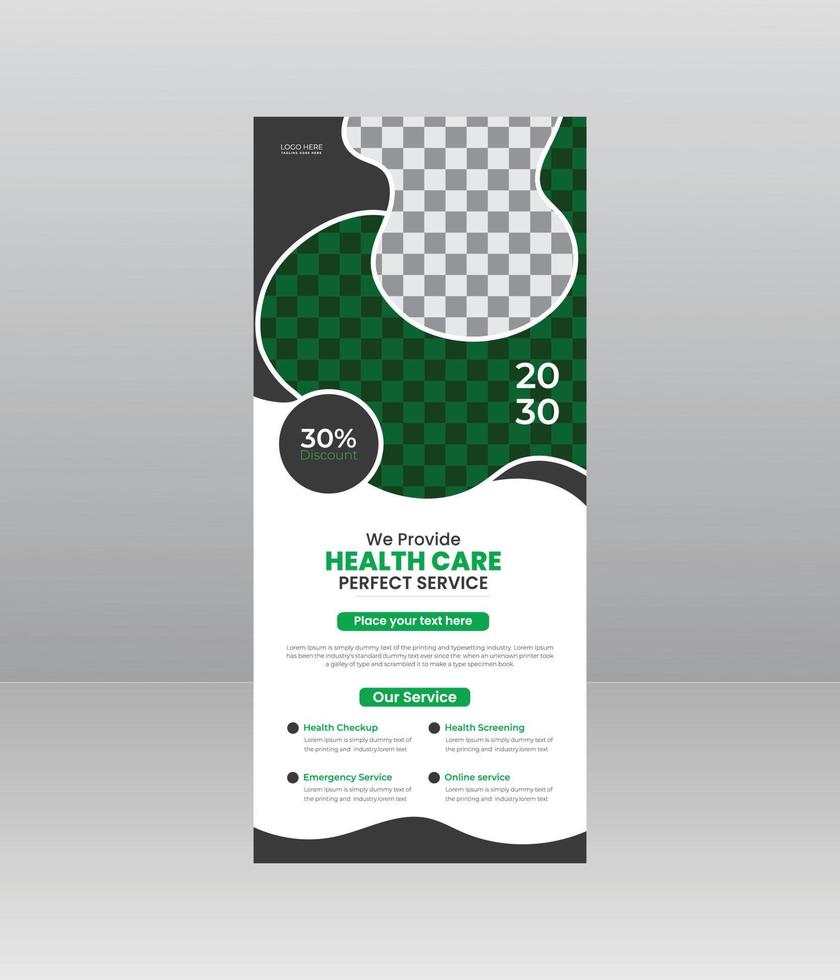 Modern Elegant medical roll up banner, Medical flyer template for hospital, doctor, nurse, and healthcare promotion. x banner, Corporate roll-up banner vector