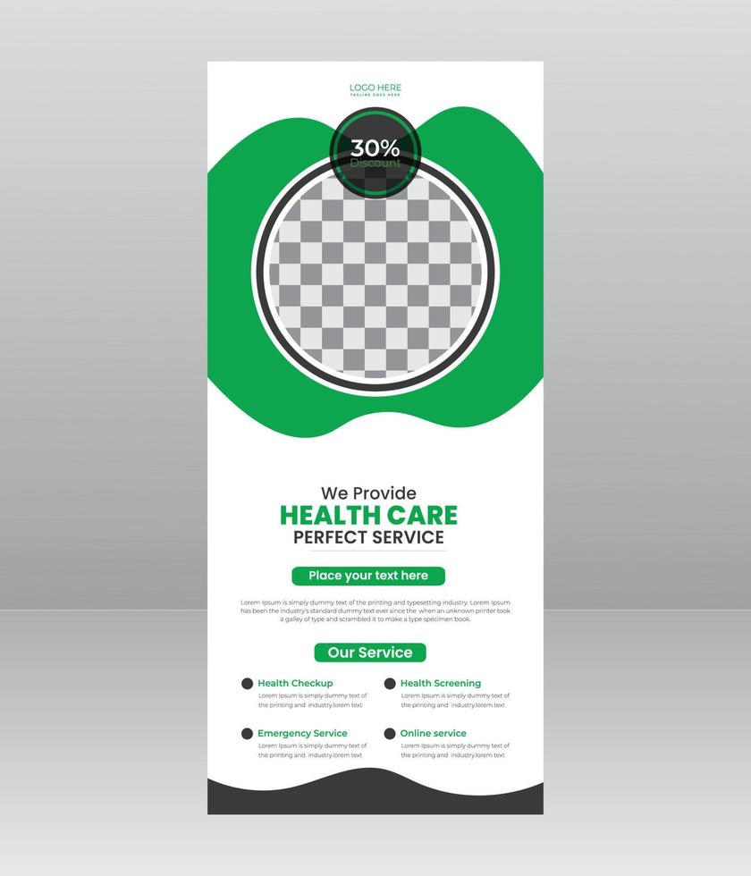 Modern Elegant medical roll up banner, Medical flyer template for hospital, doctor, nurse, and healthcare promotion. x banner, Corporate roll-up banner vector