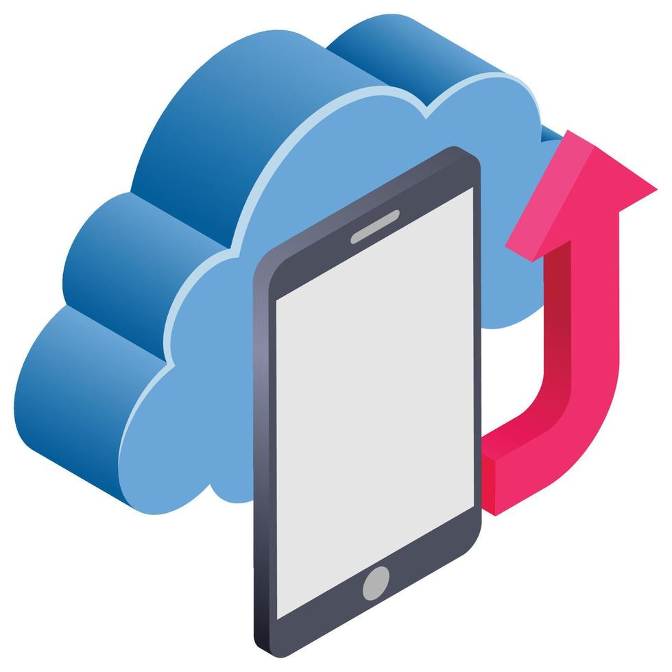 Mobile Backup - Isometric 3d illustration. vector