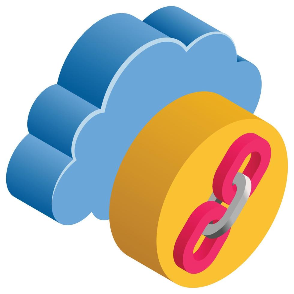 Cloud Link - Isometric 3d illustration. vector