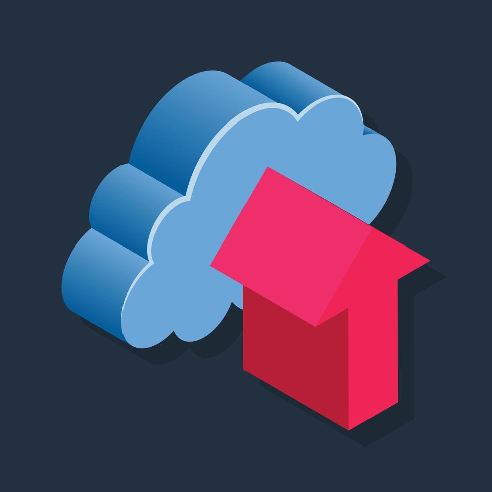 Upload Cloud - Isometric 3d illustration. vector