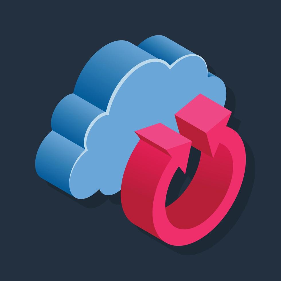 Cloud Update - Isometric 3d illustration. vector