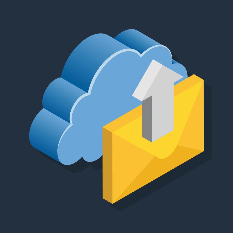 Upload Email - Isometric 3d illustration. vector