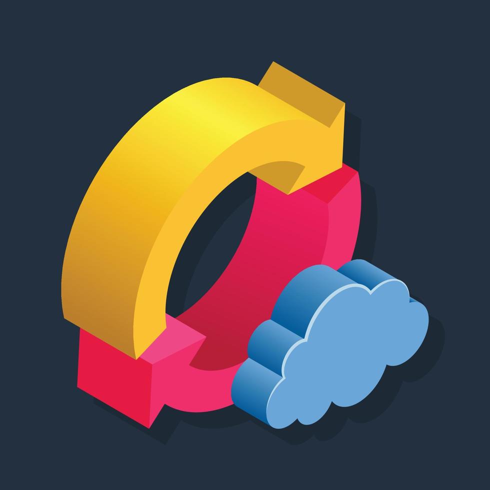 Cloud Sync - Isometric 3d illustration. vector