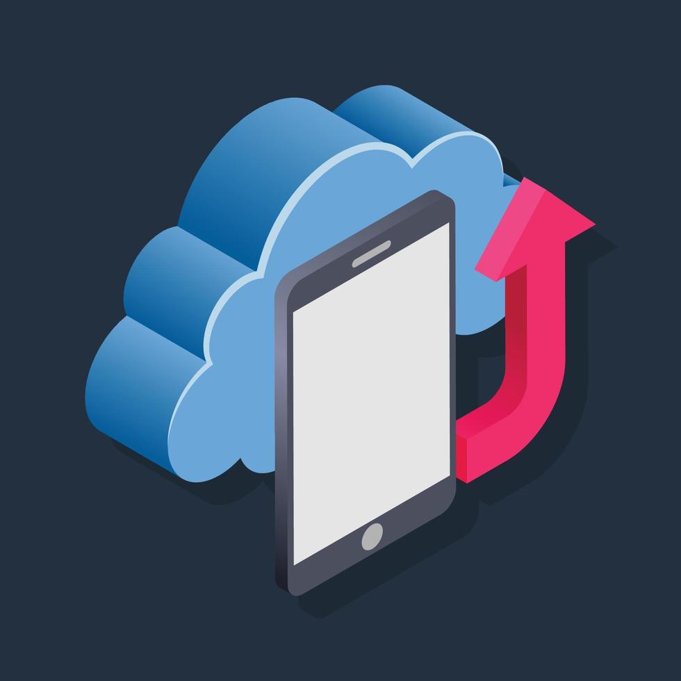 Mobile Backup - Isometric 3d illustration. vector