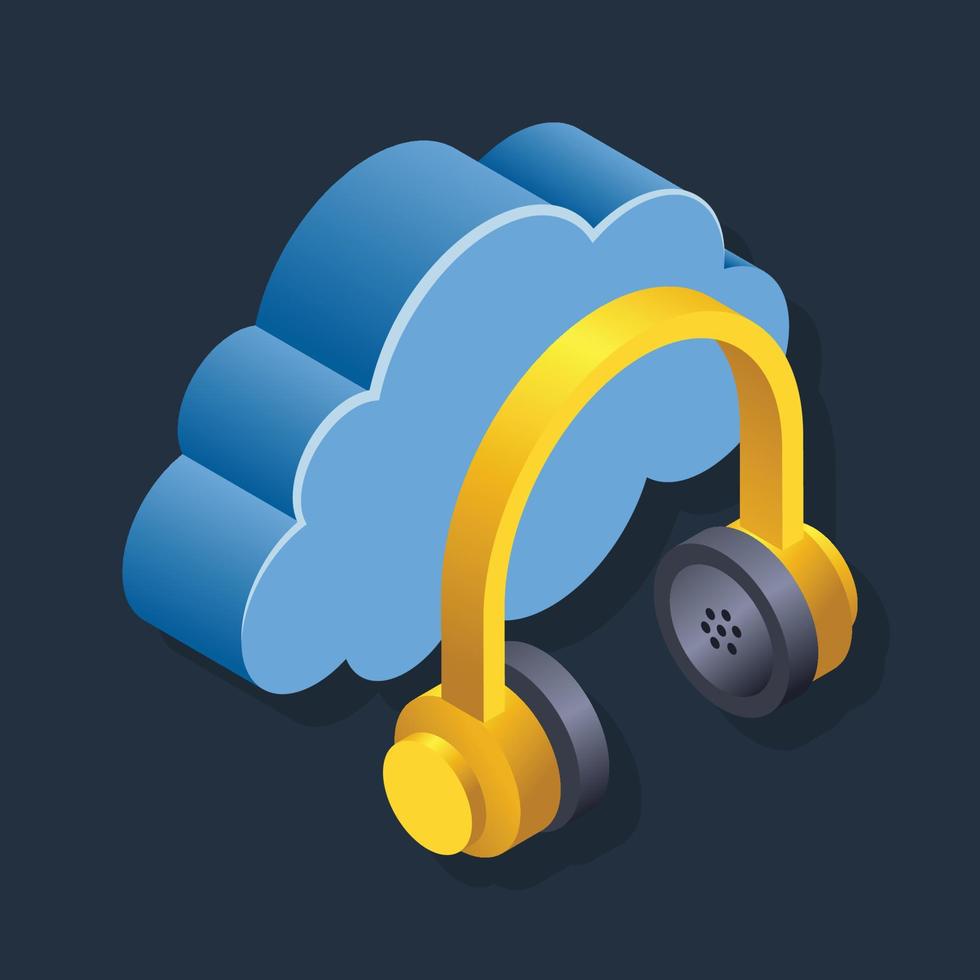 Online Music - Isometric 3d illustration. vector