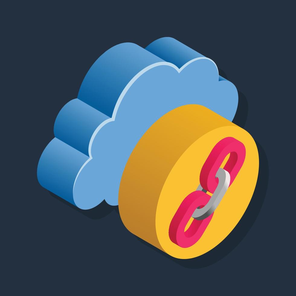 Cloud Link - Isometric 3d illustration. vector