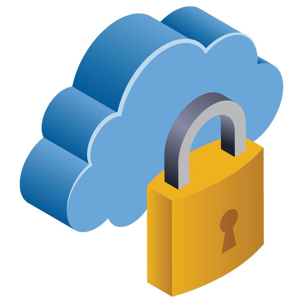 Cloud Security - Isometric 3d illustration. vector