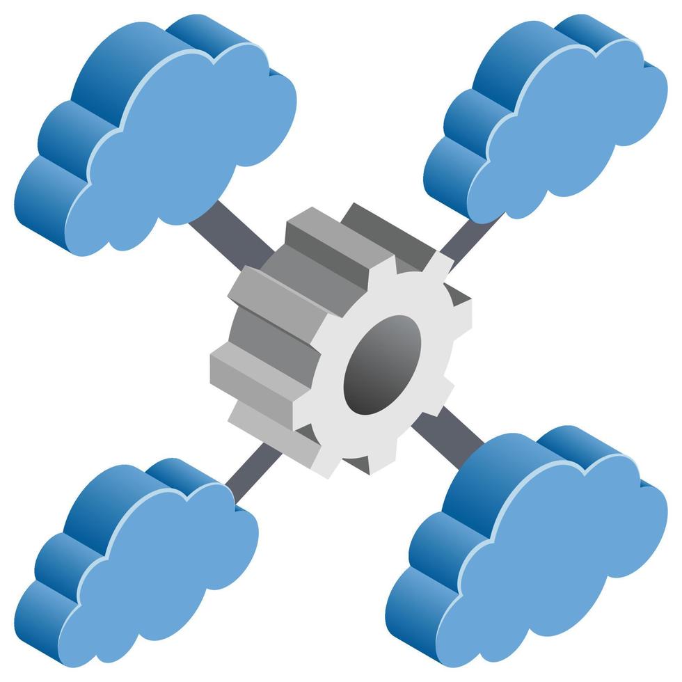 Cloud Network Setting - Isometric 3d illustration. vector