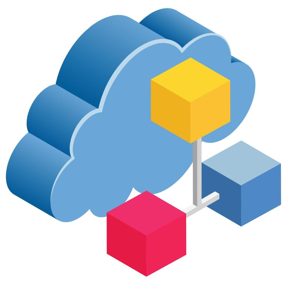 Cloud Network - Isometric 3d illustration. vector