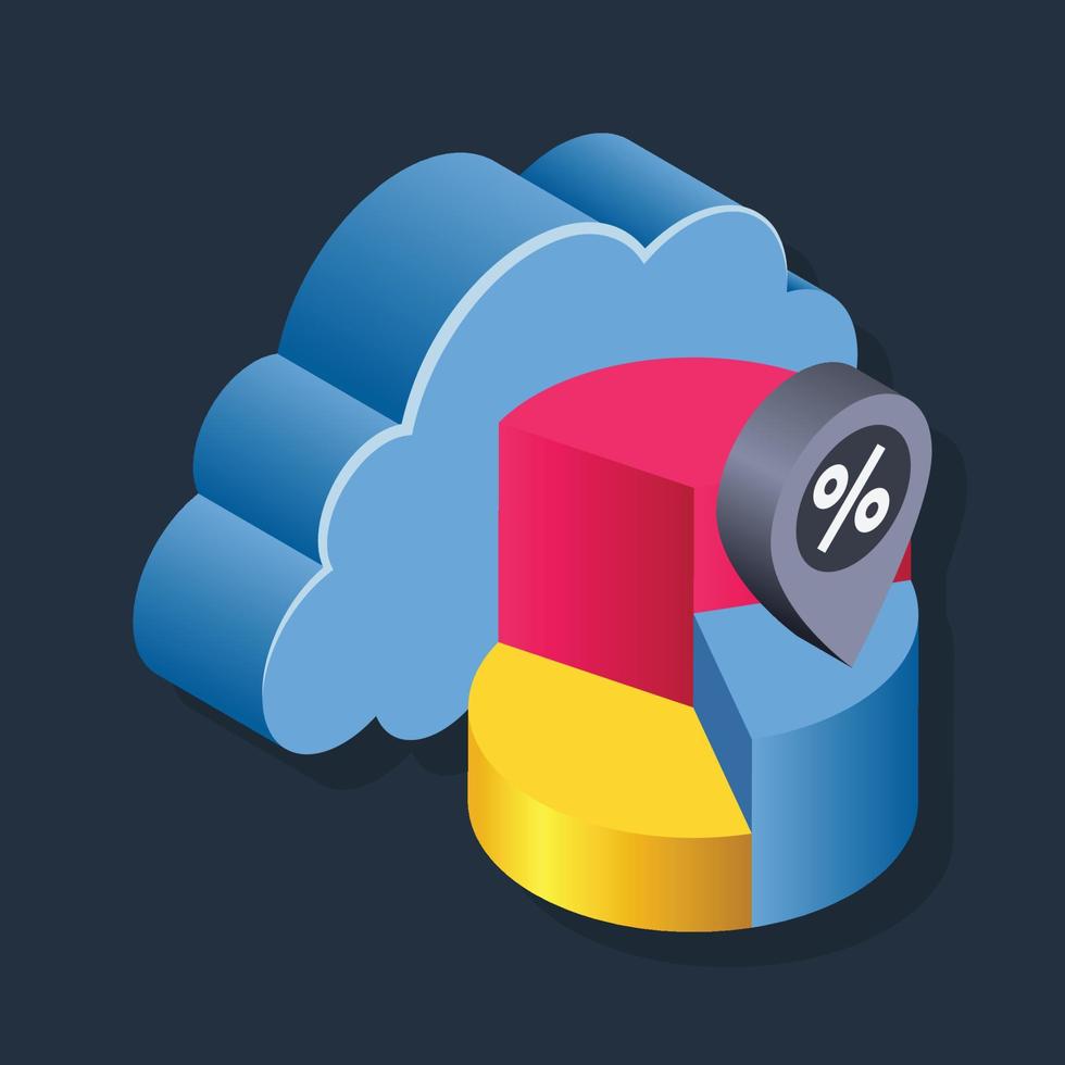 Discount Analysis - Isometric 3d illustration. vector