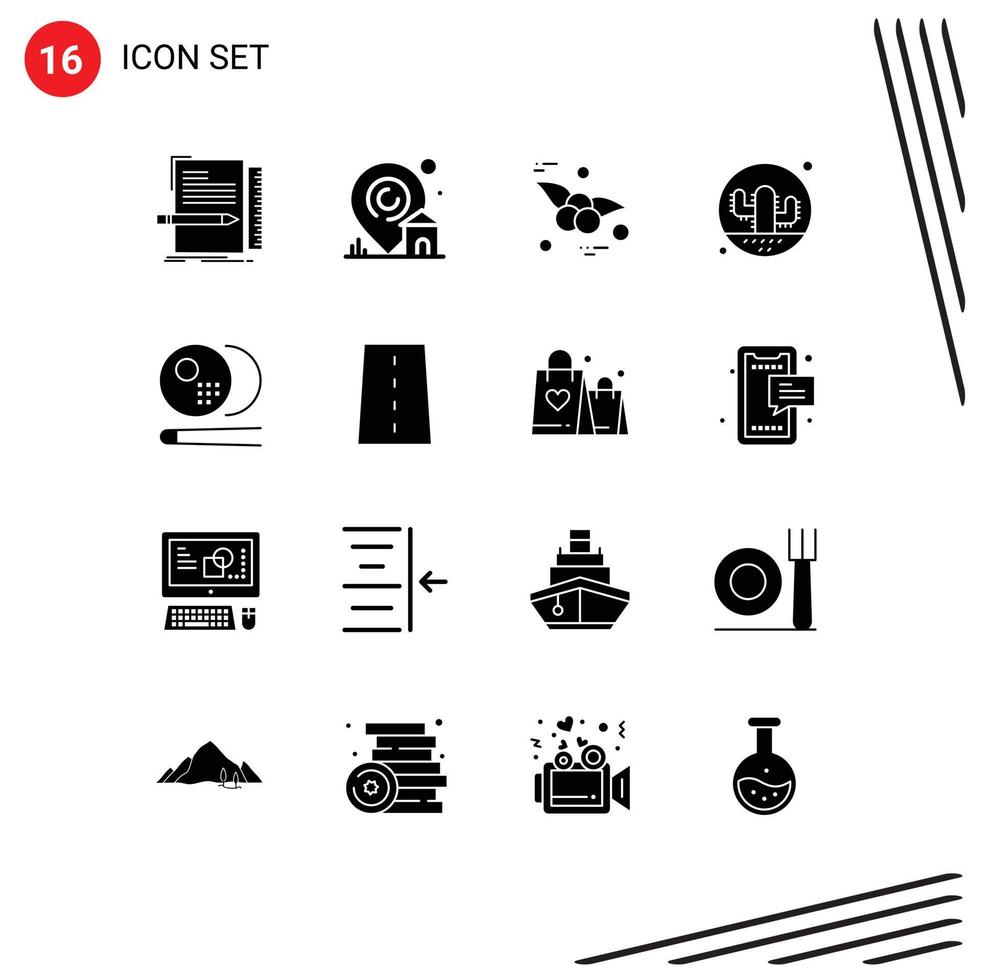 Modern Set of 16 Solid Glyphs Pictograph of billiards plant real estate nature cactus Editable Vector Design Elements