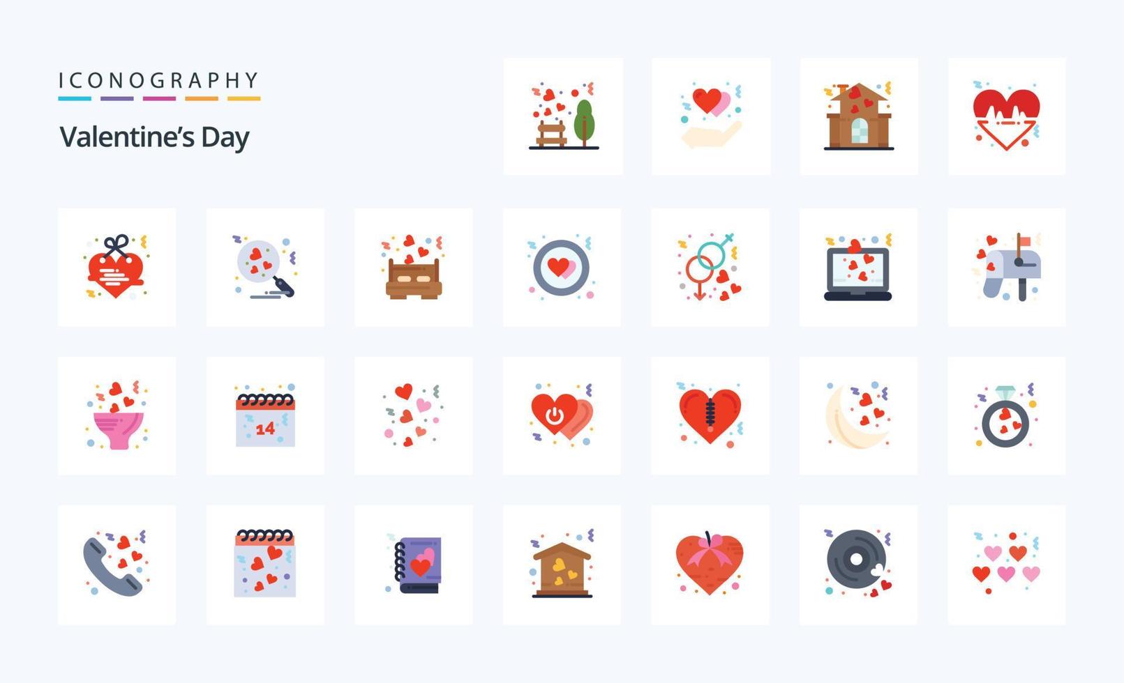 25 Valentines Day Flat color icon pack vector