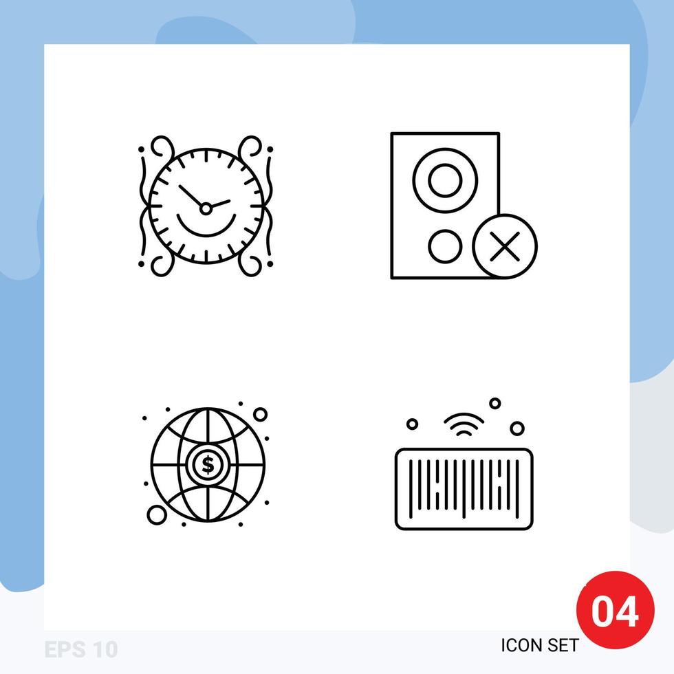 4 Creative Icons Modern Signs and Symbols of clock remove decorate devices investment Editable Vector Design Elements