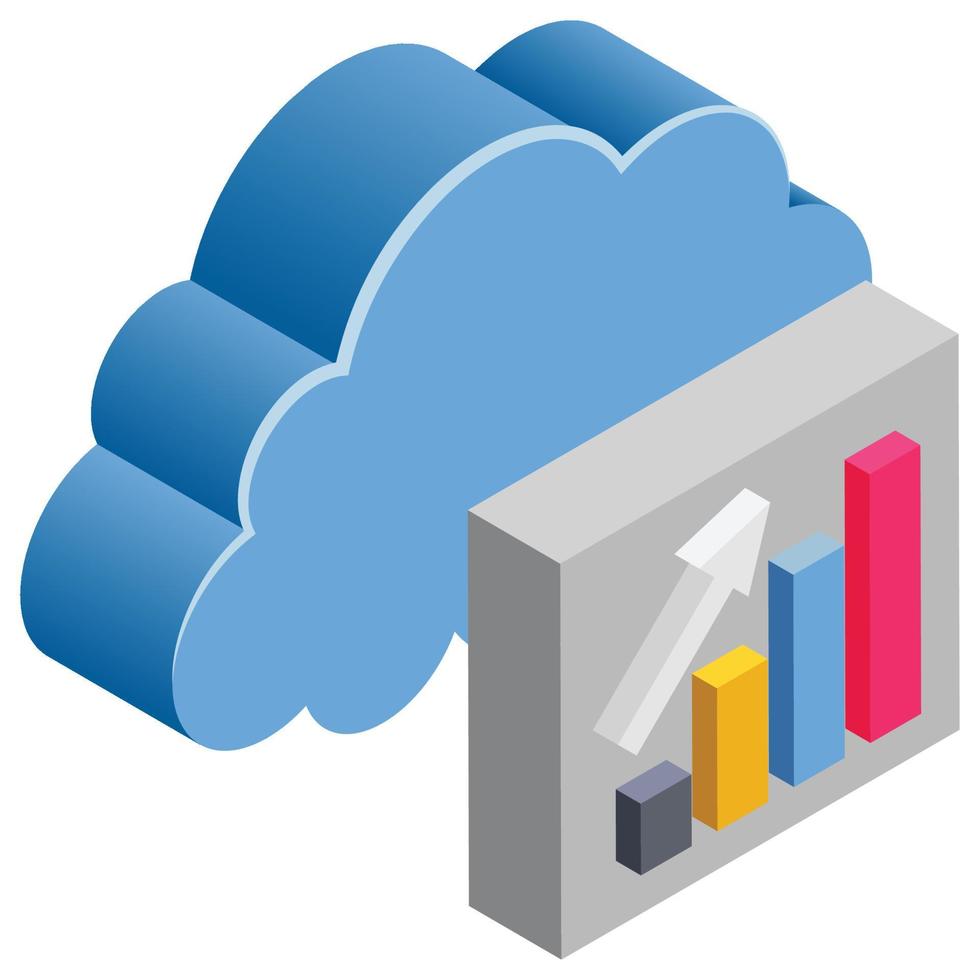 análisis de nubes - ilustración 3d isométrica. vector