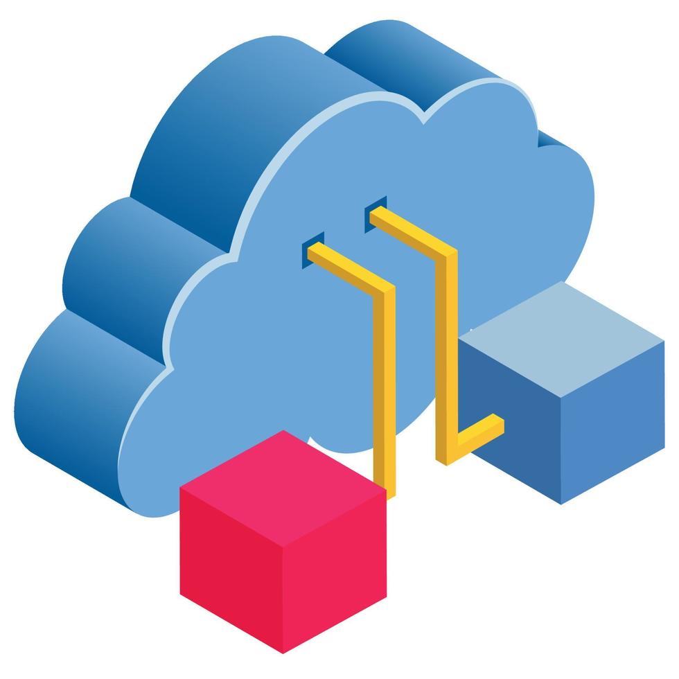 Cloud Network - Isometric 3d illustration. vector