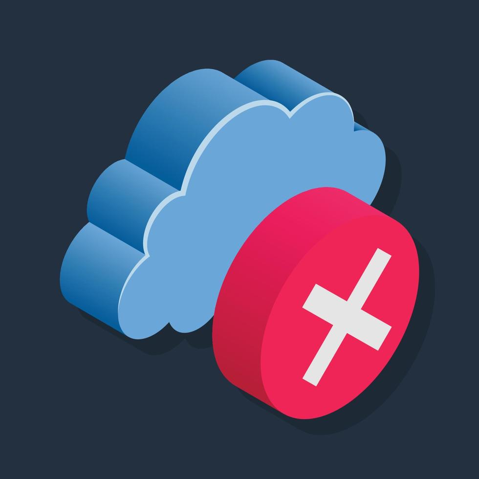 Delete Cloud - Isometric 3d illustration. vector