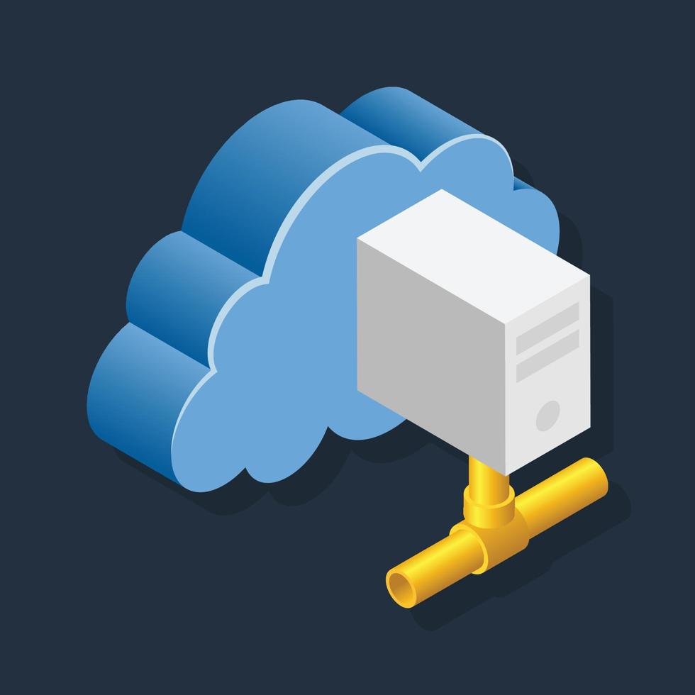 Cloud Server - Isometric 3d illustration. vector
