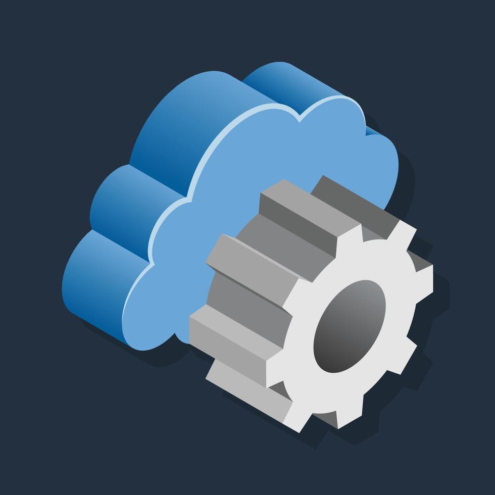 Cloud Settings - Isometric 3d illustration. vector