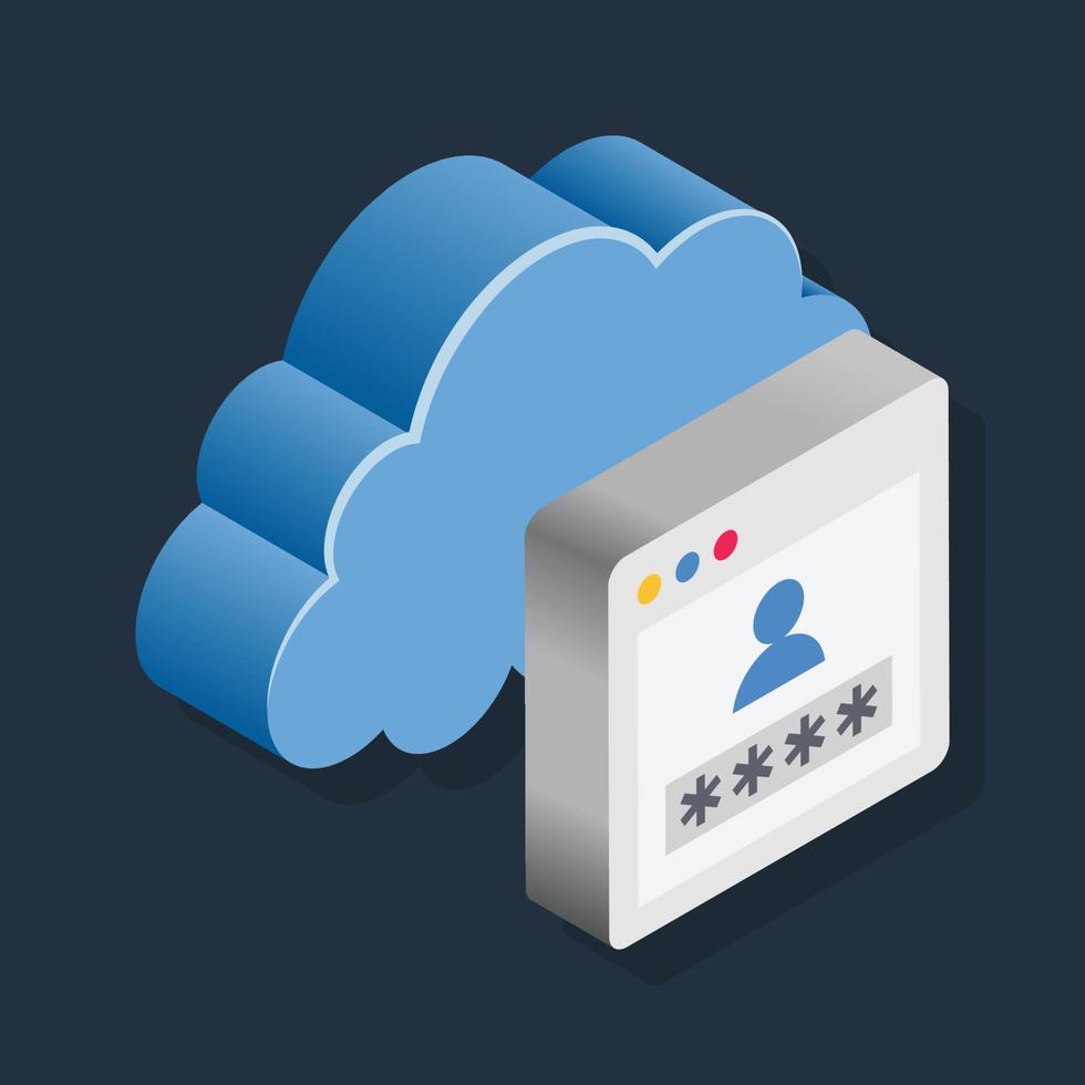 Cloud Account Security - Isometric 3d illustration. vector