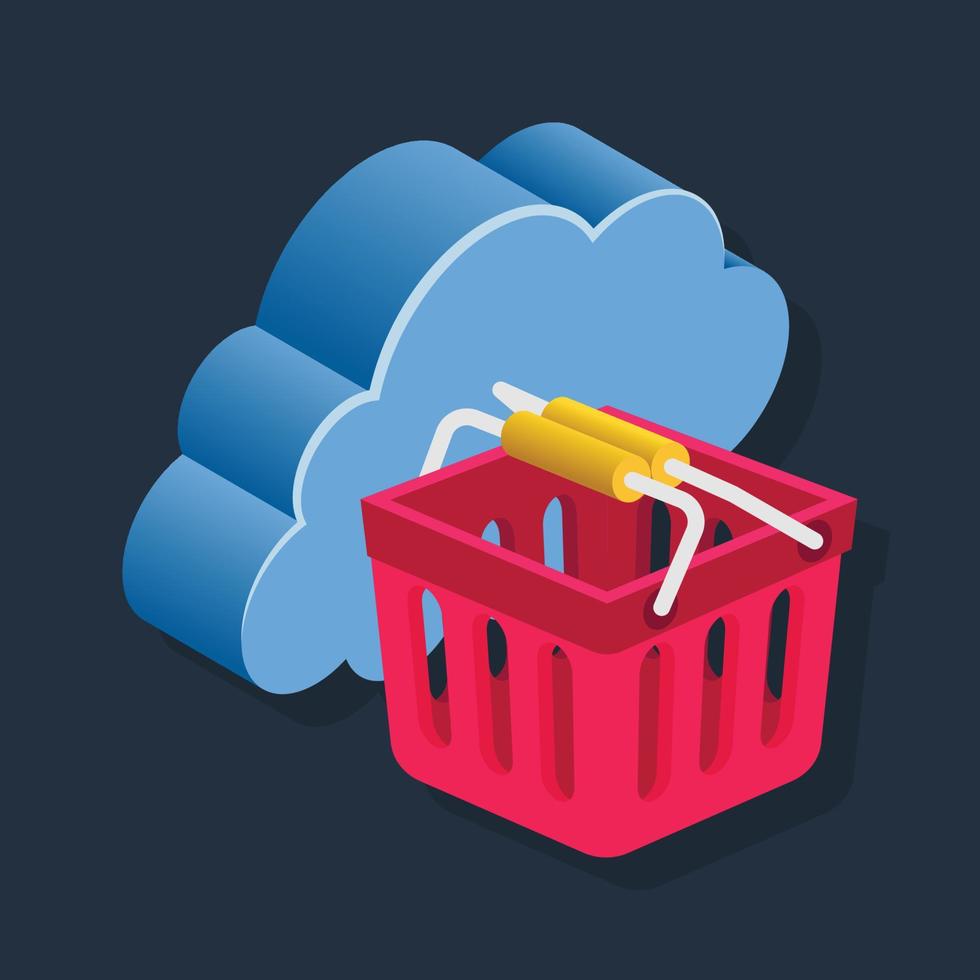 E Shopping - Isometric 3d illustration. vector