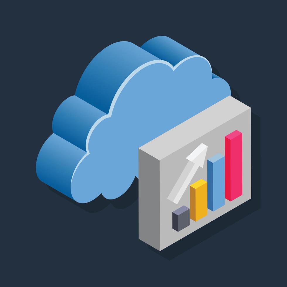 Cloud Analysis - Isometric 3d illustration. vector