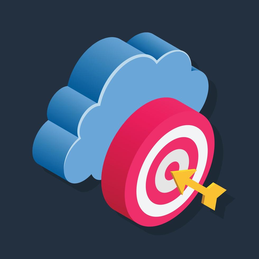 Cloud Target - Isometric 3d illustration. vector