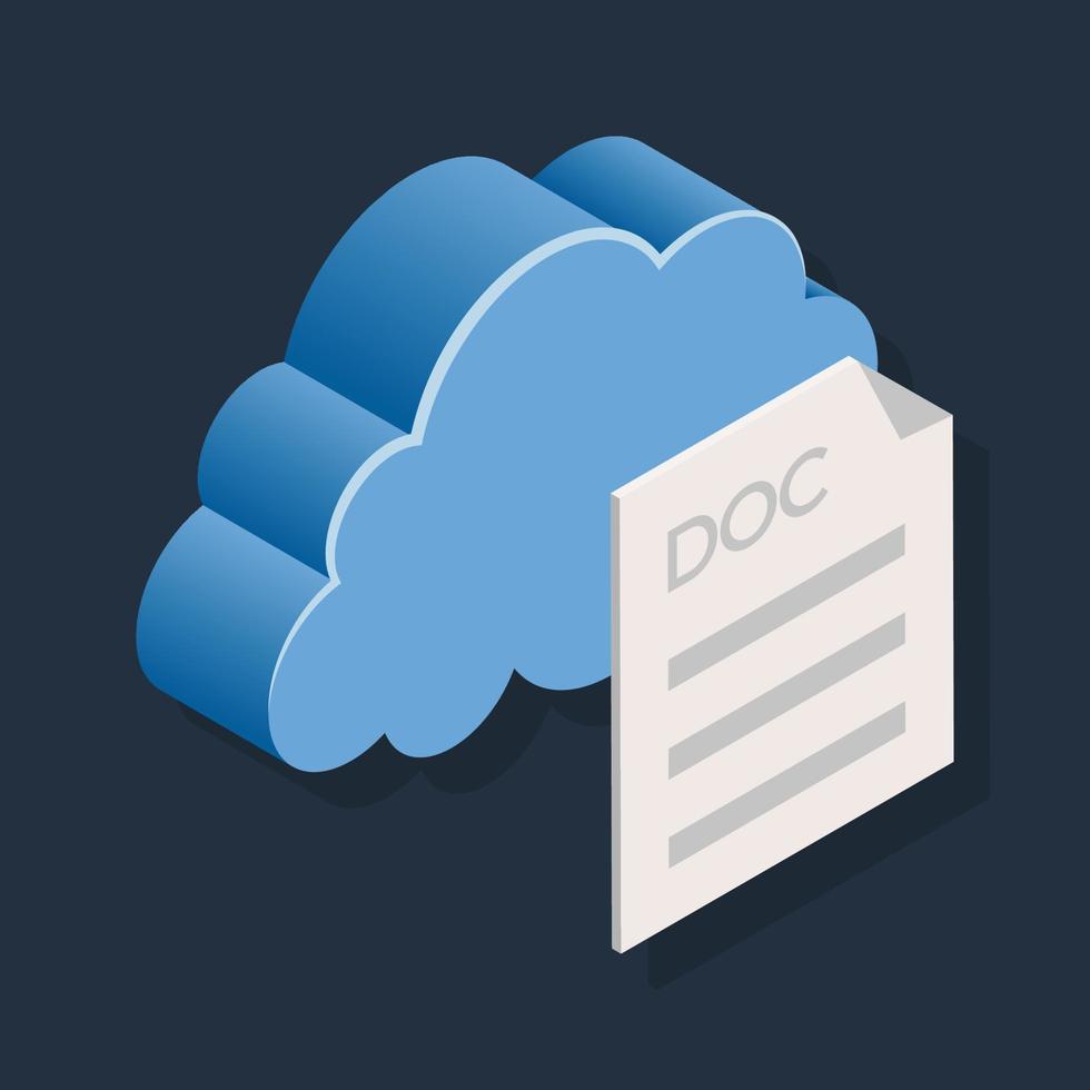 Cloud Document - Isometric 3d illustration. vector