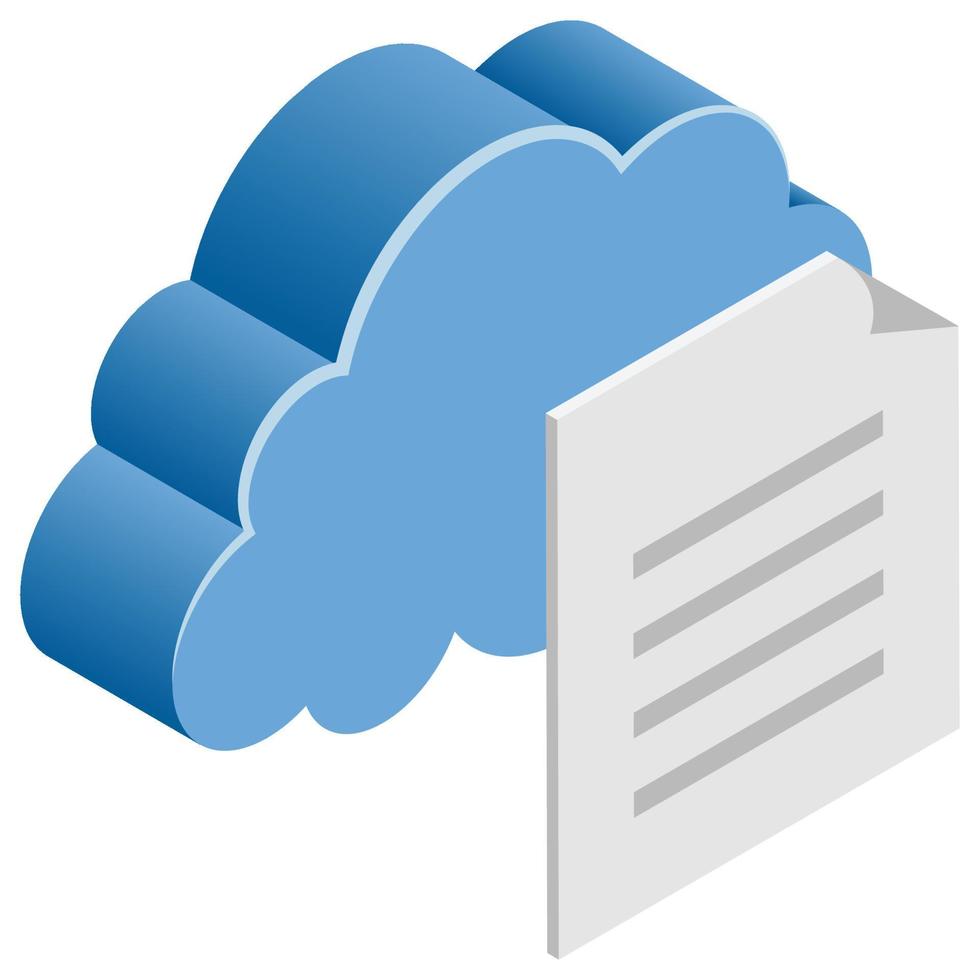 Cloud Document - Isometric 3d illustration. vector