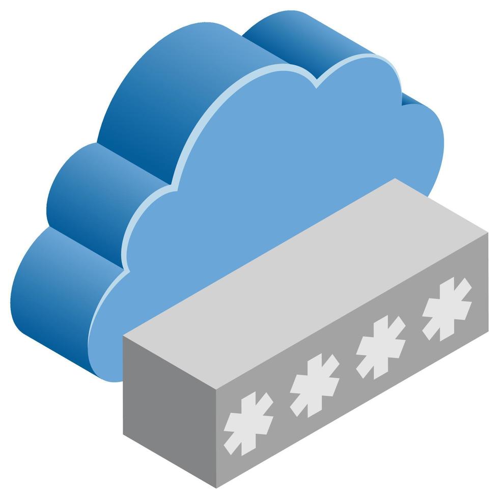 Cloud Password - Isometric 3d illustration. vector