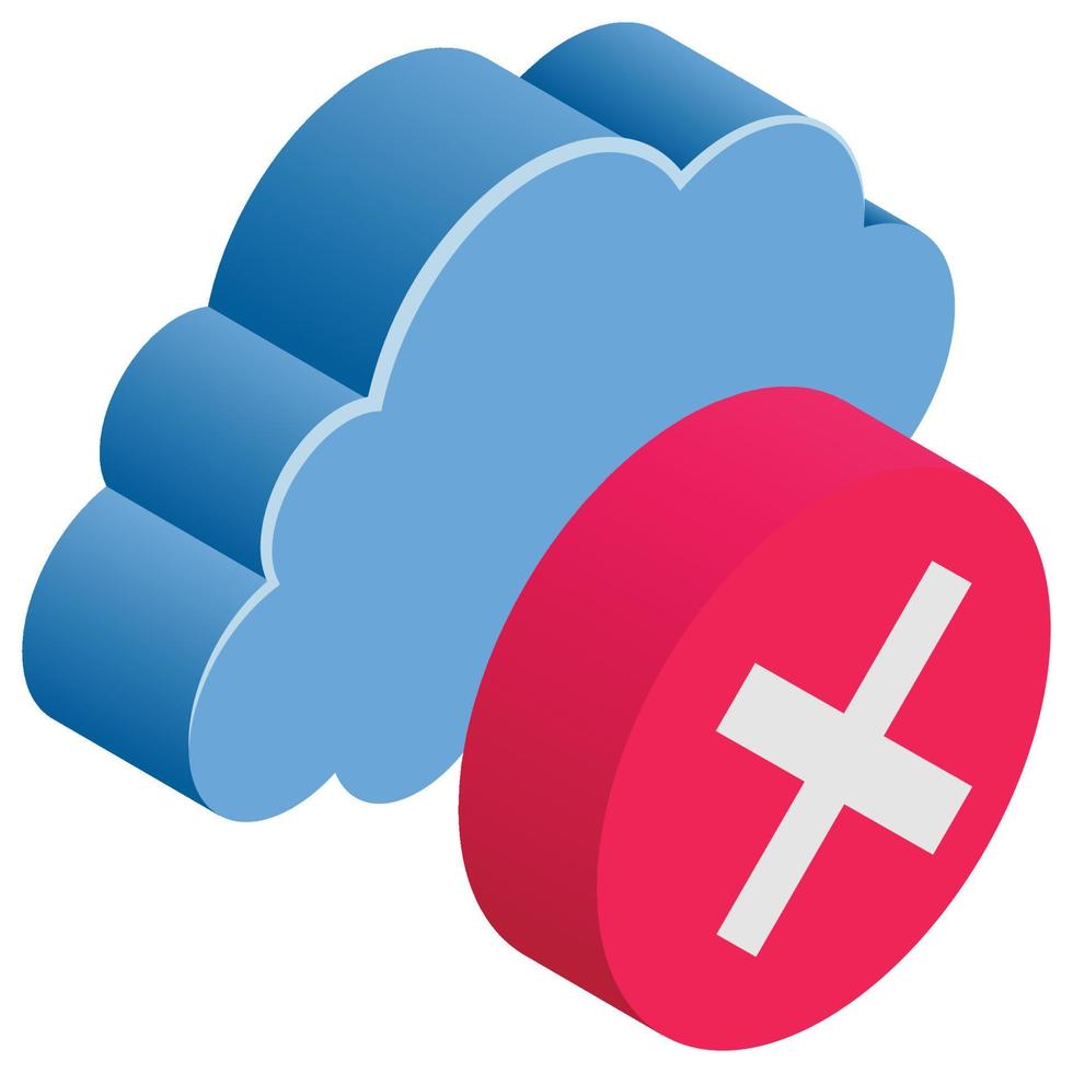 Delete Cloud - Isometric 3d illustration. vector