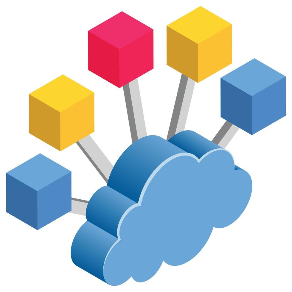 Cloud Network - Isometric 3d illustration. vector