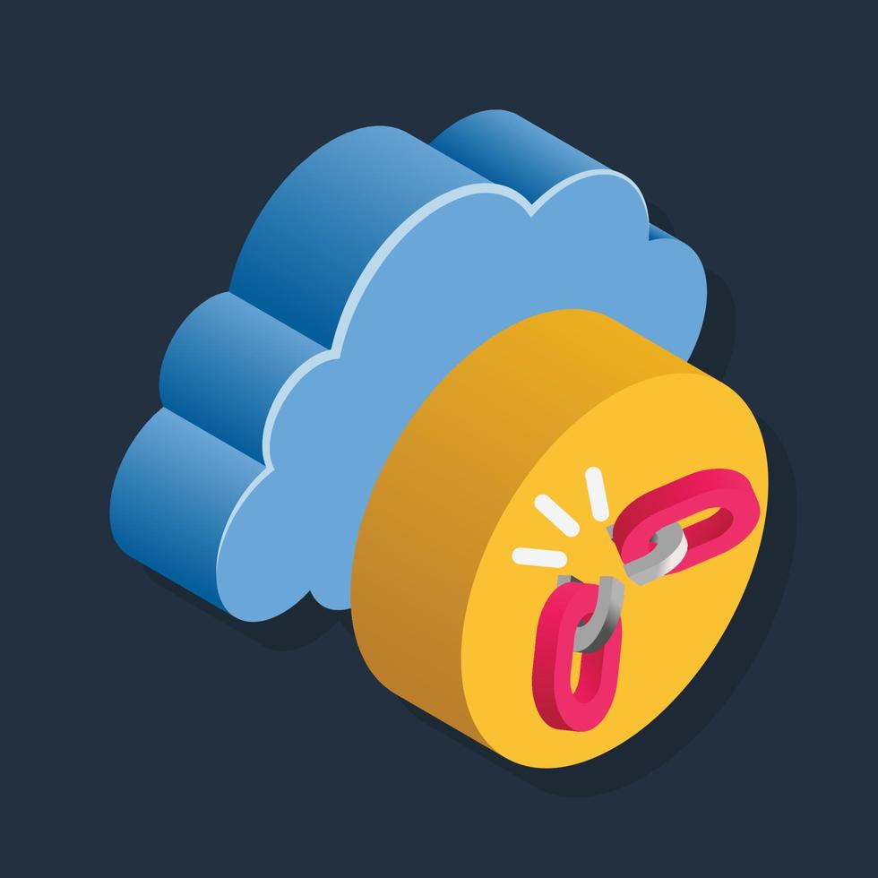 Unlink Cloud - Isometric 3d illustration. vector