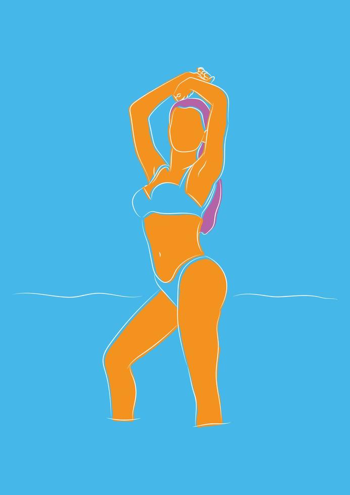 Blue bikini girl poster 1 vector