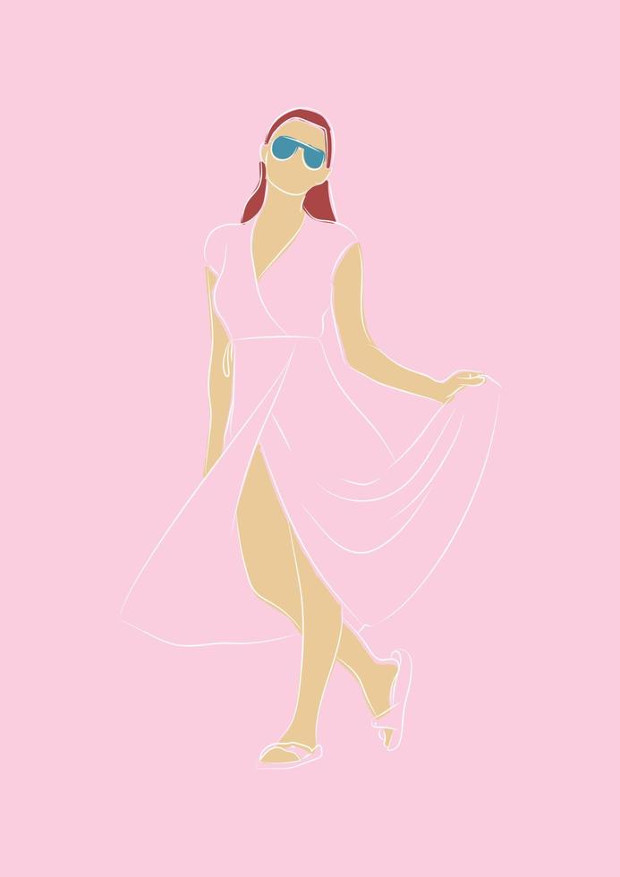 Pink dress girl poster 2 vector