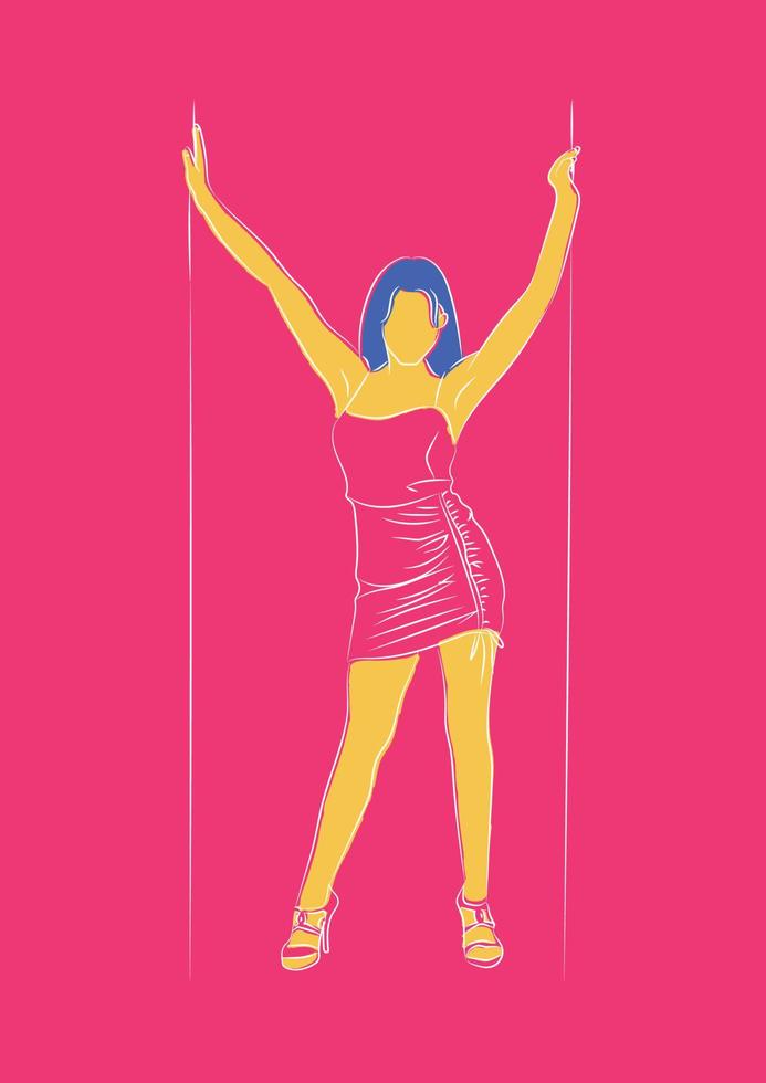 Red dress woman poster 2 vector