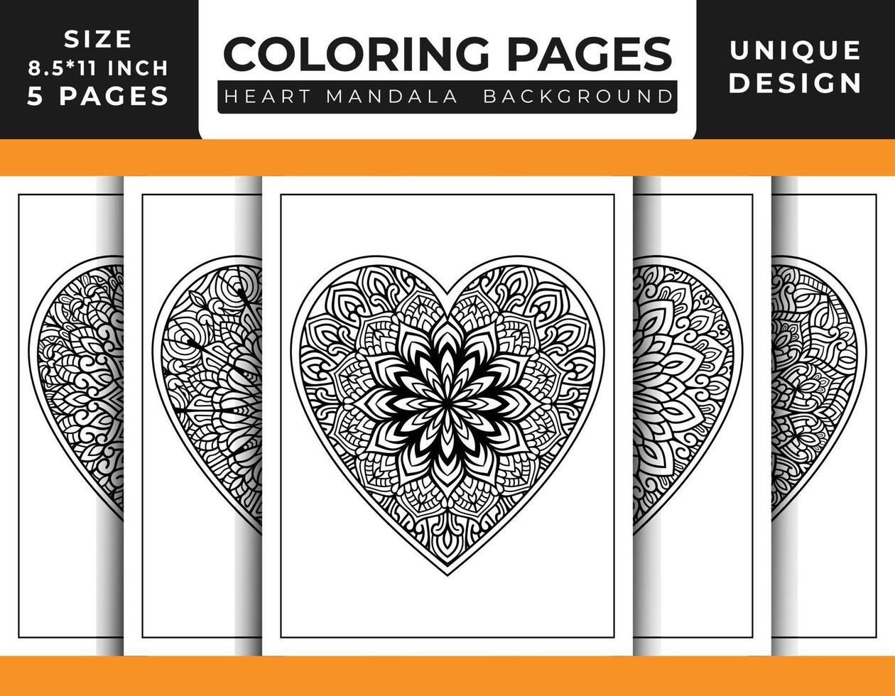 patrón de mandala floral en forma de corazón páginas para colorear de arte para adultos, arte de línea delineado dibujado a mano, páginas para colorear de mandala floral de corazón de doodle vector