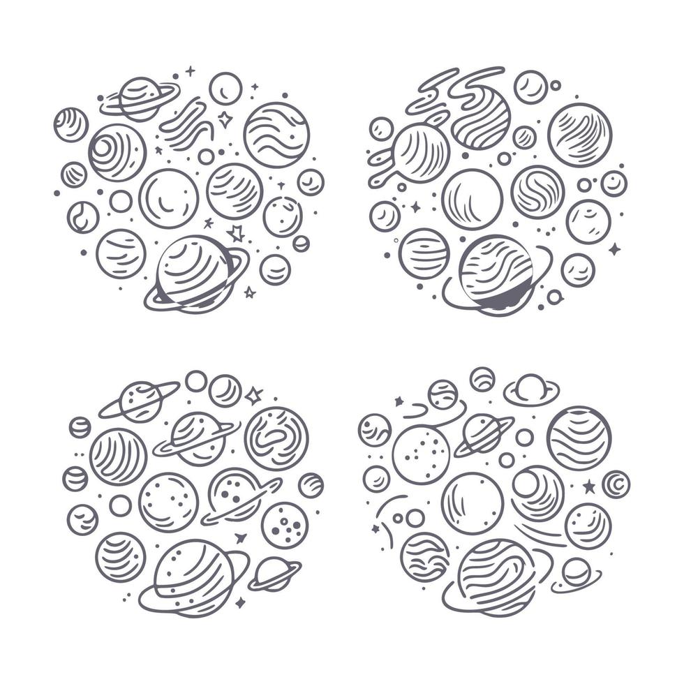 doodle space hand drawn abstract shape vector