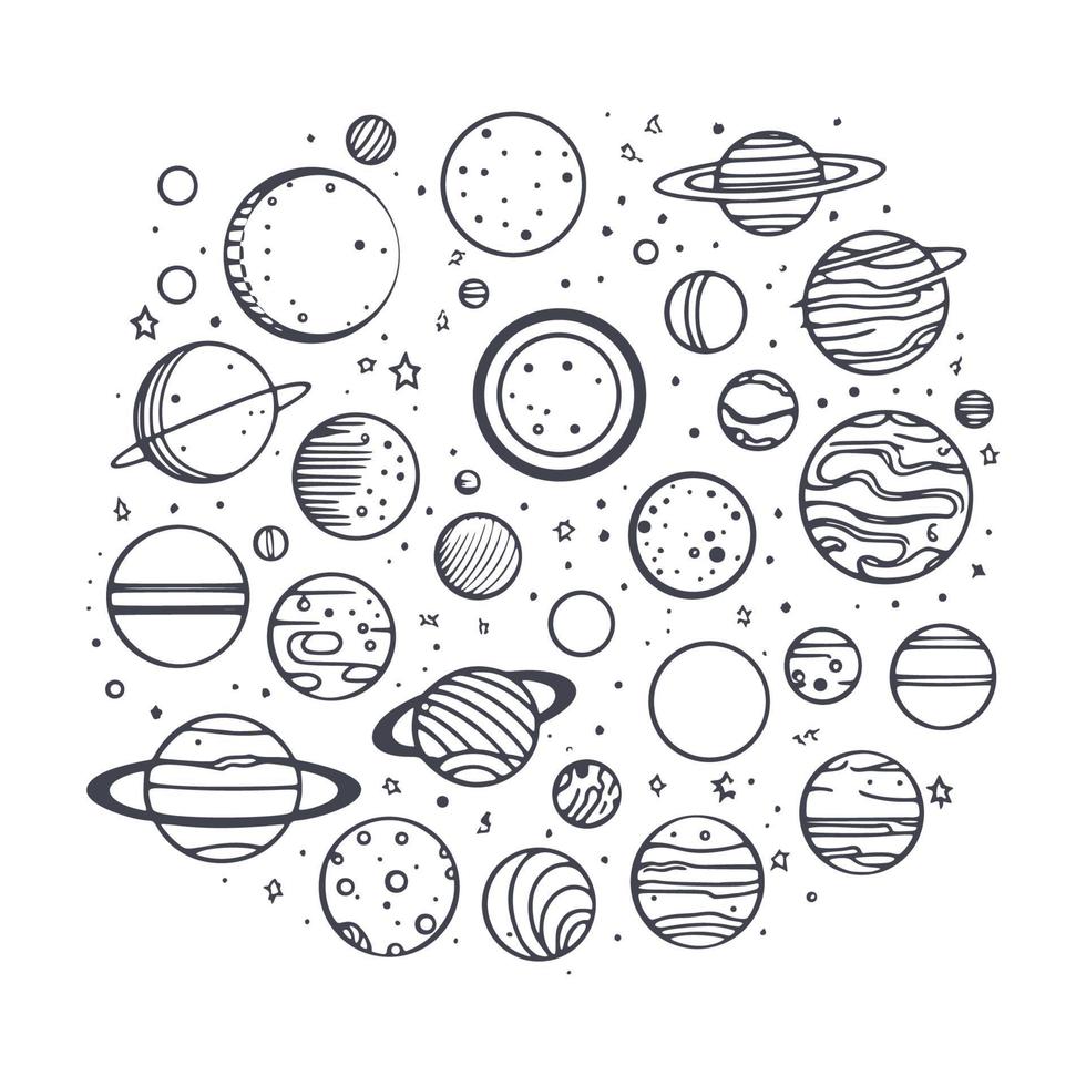 doodle space hand drawn abstract shape vector